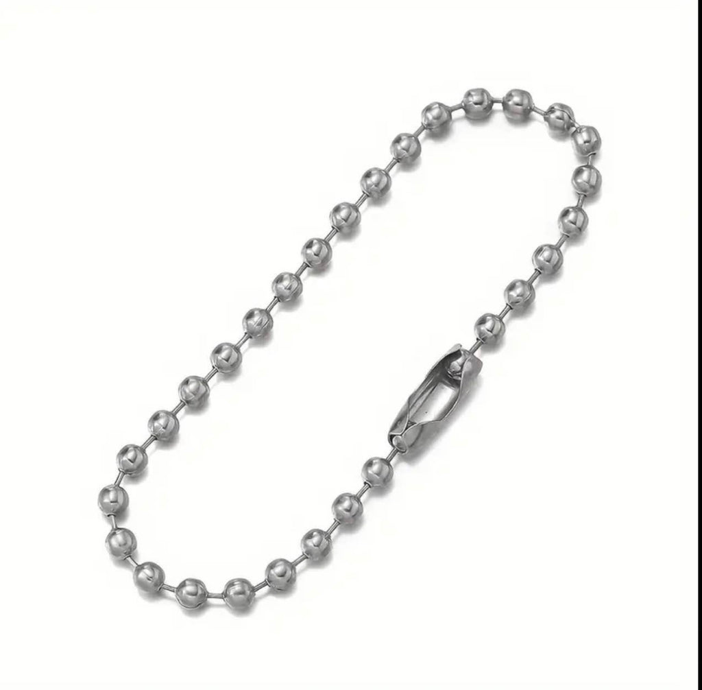     Silver iron ball bead chain with connector
