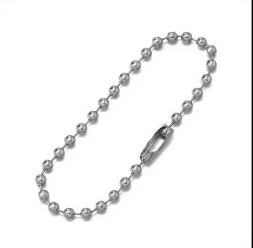     Silver iron ball bead chain with connector
