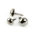 Three metallic silver ball-shaped stud earrings with flat backs, shown on a plain white background.