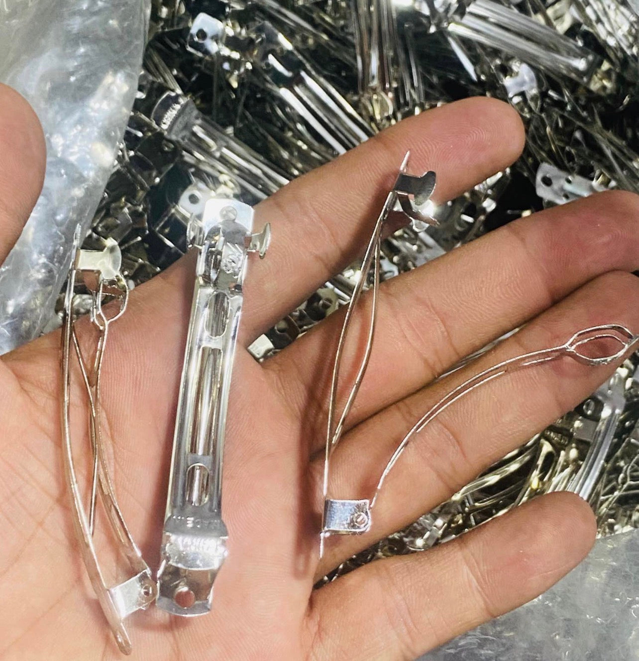80mm & 55mm Metal French Barrettes – Rhodium Hair Clips for DIY Hair Bows & Jewelry Making