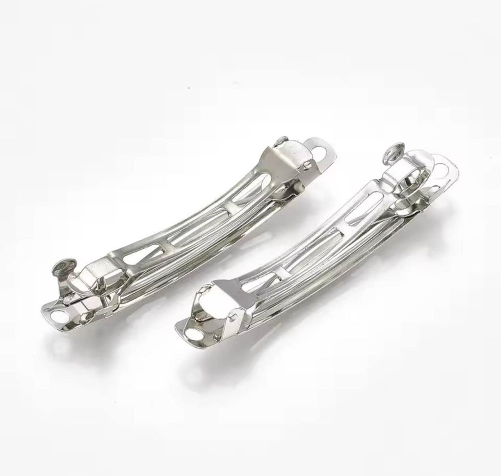 80mm & 55mm Metal French Barrettes – Rhodium Hair Clips for DIY Hair Bows & Jewelry Making