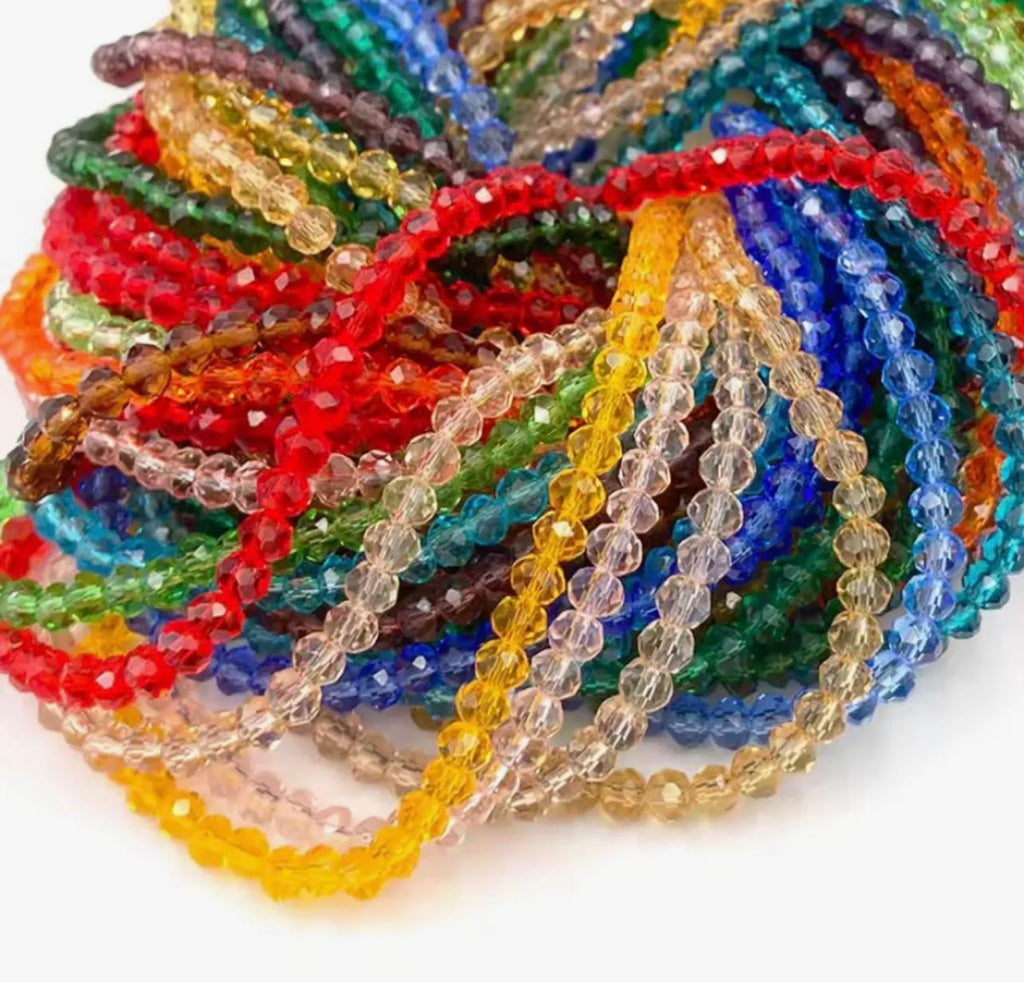 85+ Pcs 6mm Austria Faceted Crystal Rondelle Beads – Washable Glass Spacer Beads for Jewelry Making, Bracelets & DIY Crafts