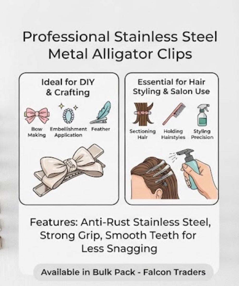 Metal Alligator Hair Clips – 4cm, 5.5cm & 7.5cm | Silver Hair Clips for DIY Hair Accessories & Styling