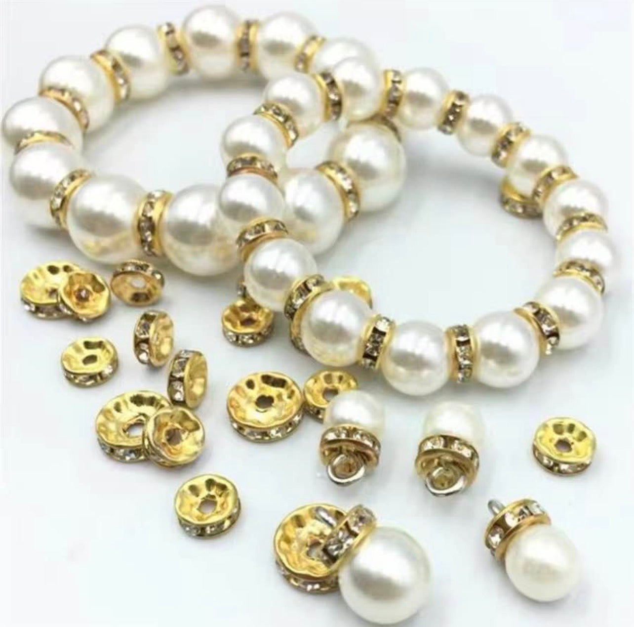 6mm Rhinestone Rondelle Spacer Beads – Gold & Silver Jewelry Making Beads | DIY Bracelet, Necklace & Craft Accessories