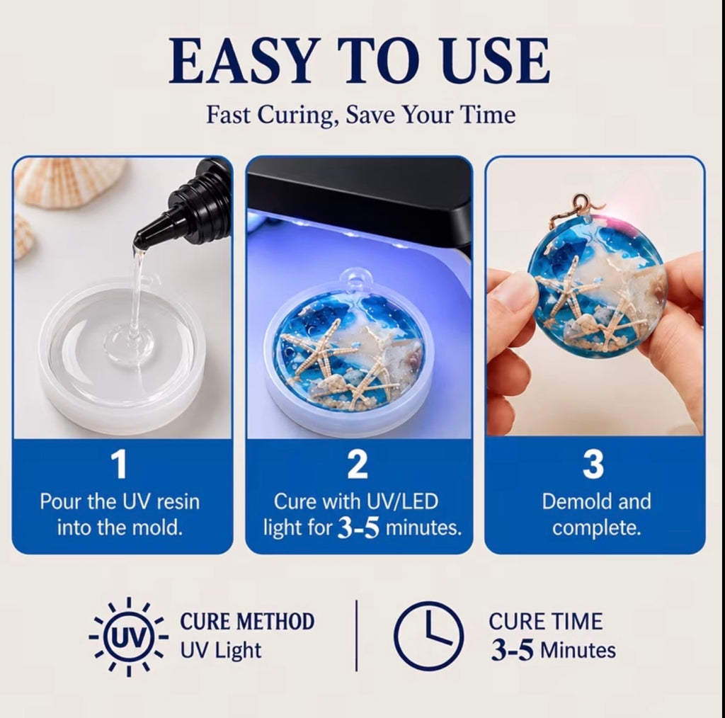 100g Upgraded UV Resin – Fast Curing Crystal Clear Non-Yellowing Resin for Jewelry & DIY Crafts