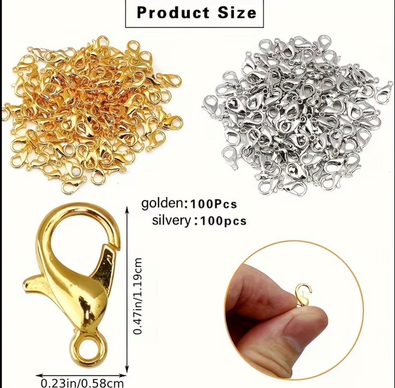 12mm Silver & Golden Lobster Claw Hooks – 24/50 Pcs Alloy Jewelry Clasps for Necklace, Bracelet & DIY Jewelry Making