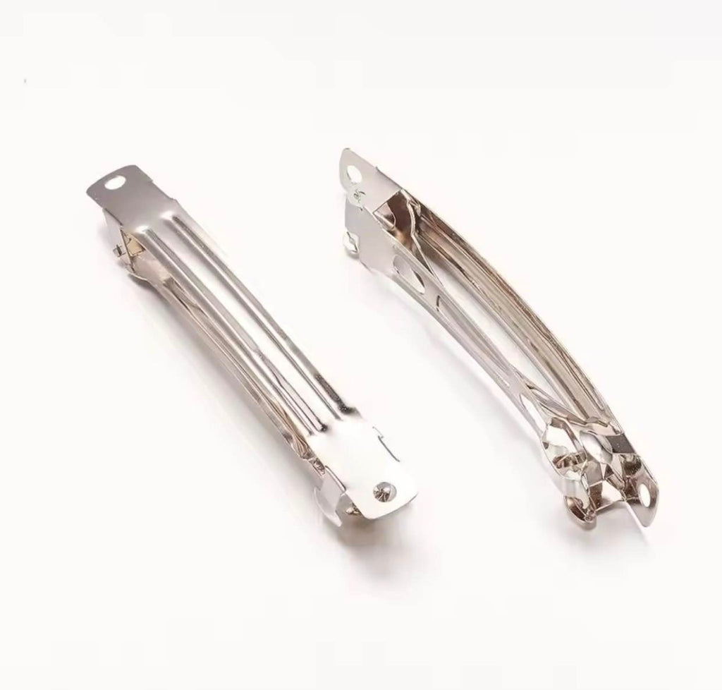 80mm & 55mm Metal French Barrettes – Rhodium Hair Clips for DIY Hair Bows & Jewelry Making