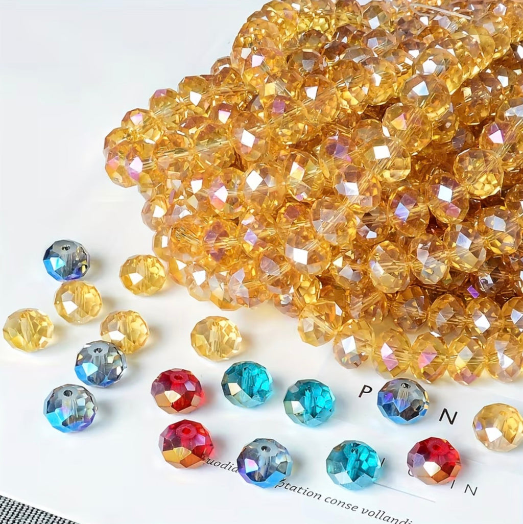 85+ Pcs 6mm Austria Faceted Crystal Rondelle Beads – Washable Glass Spacer Beads for Jewelry Making, Bracelets & DIY Crafts