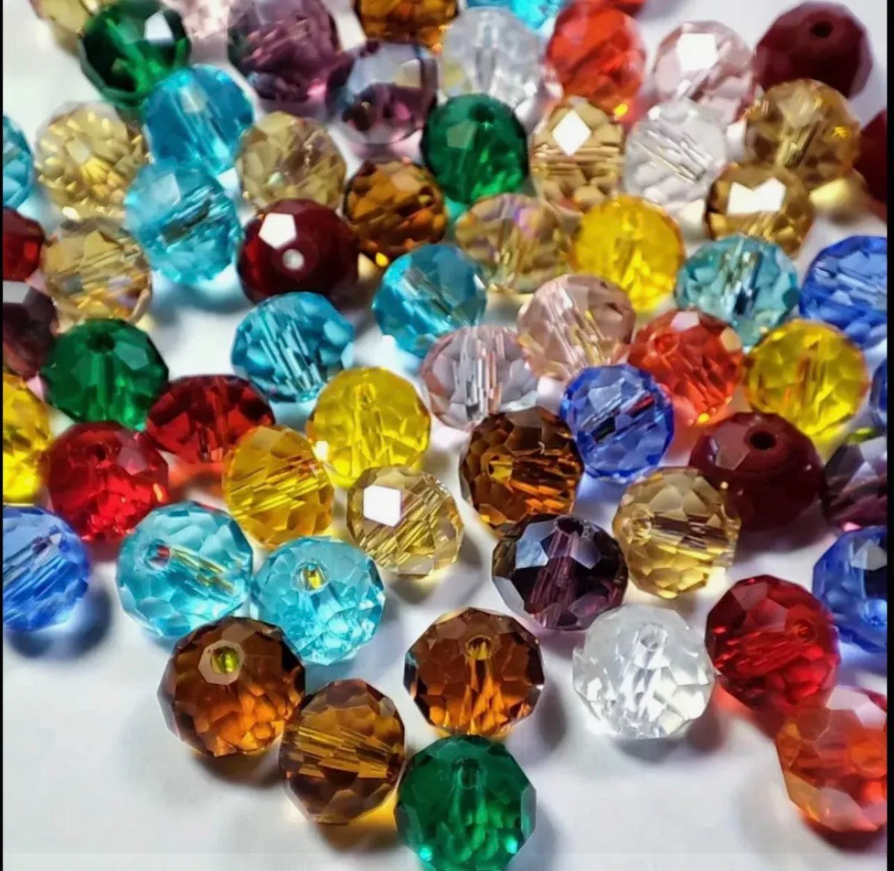 85+ Pcs 6mm Austria Faceted Crystal Rondelle Beads – Washable Glass Spacer Beads for Jewelry Making, Bracelets & DIY Crafts