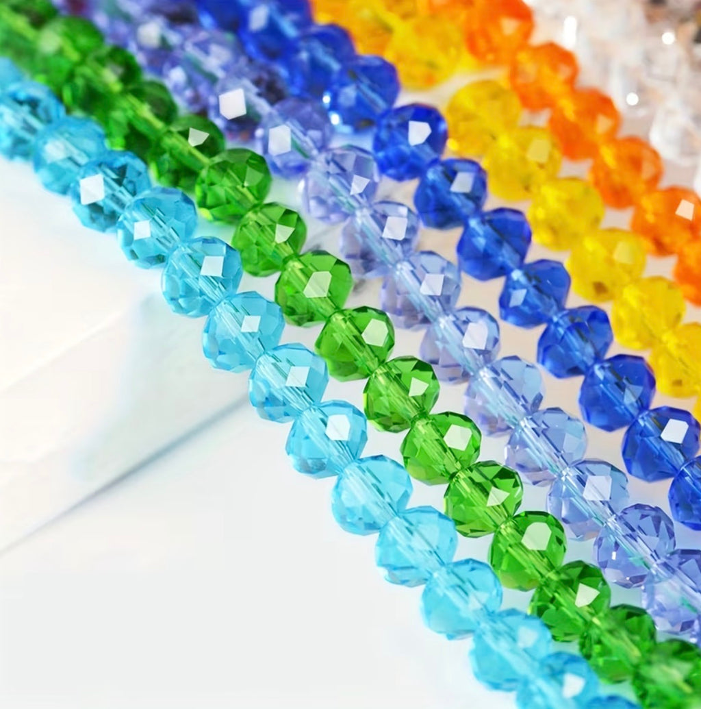 85+ Pcs 6mm Austria Faceted Crystal Rondelle Beads – Washable Glass Spacer Beads for Jewelry Making, Bracelets & DIY Crafts