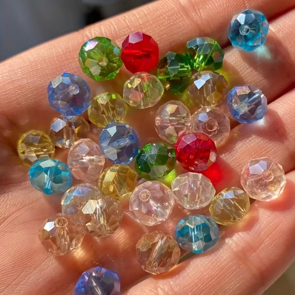 85+ Pcs 6mm Austria Faceted Crystal Rondelle Beads – Washable Glass Spacer Beads for Jewelry Making, Bracelets & DIY Crafts