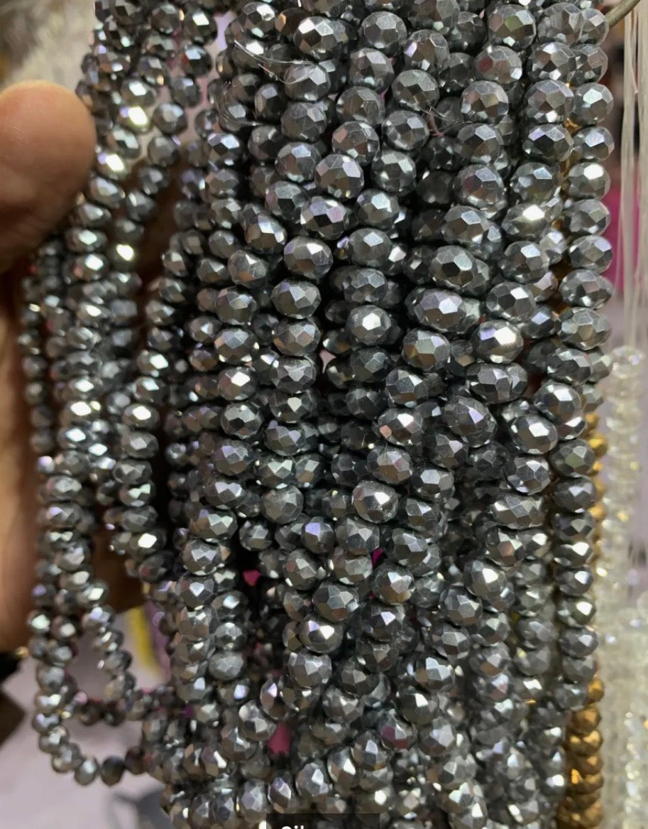 85+ Pcs 6mm Austria Faceted Crystal Rondelle Beads – Washable Glass Spacer Beads for Jewelry Making, Bracelets & DIY Crafts