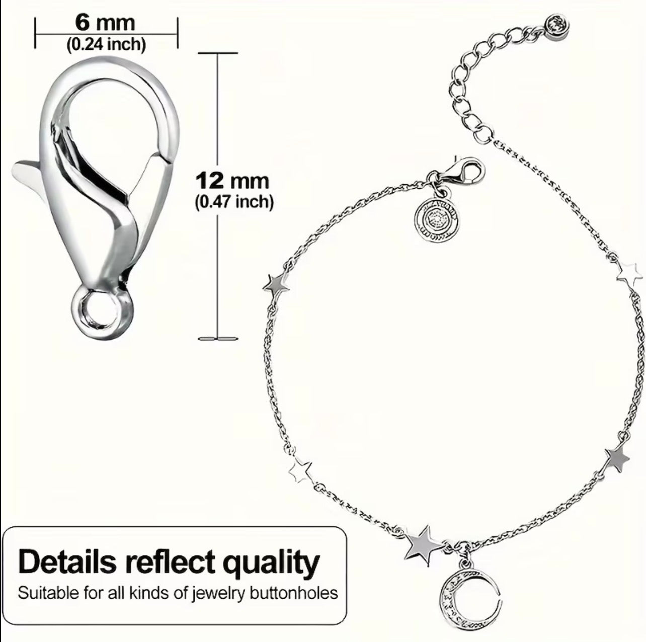 12mm Silver & Golden Lobster Claw Hooks – 24/50 Pcs Alloy Jewelry Clasps for Necklace, Bracelet & DIY Jewelry Making