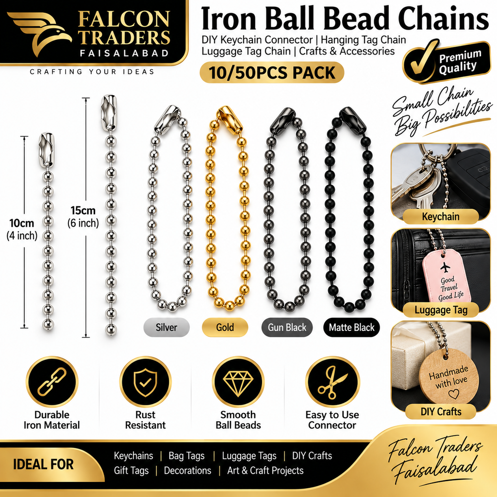 10cm 15cm iron ball bead chain with connector for keychains and luggage tags