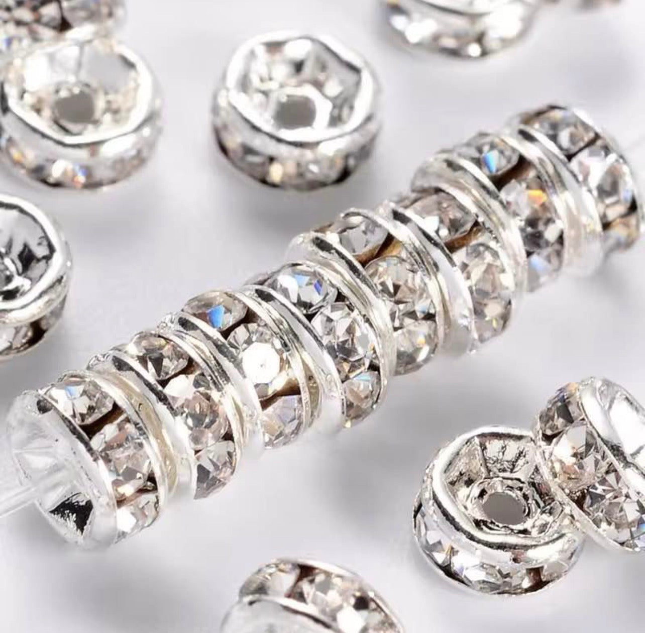 6mm Rhinestone Rondelle Spacer Beads – Gold & Silver Jewelry Making Beads | DIY Bracelet, Necklace & Craft Accessories