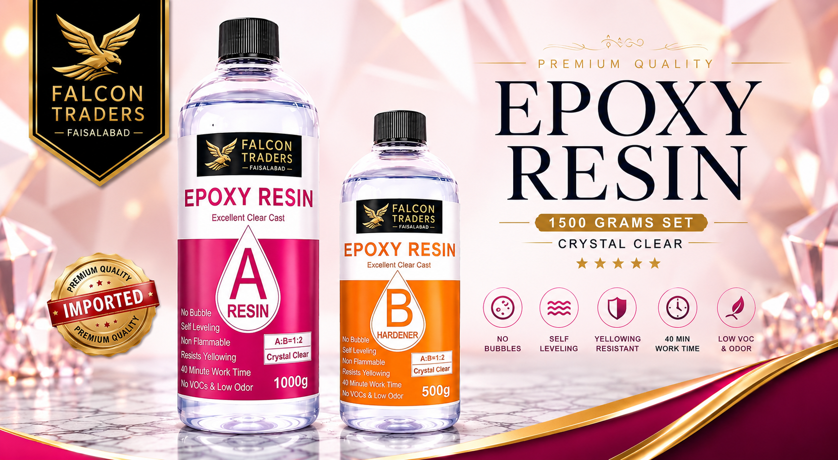 Epoxy Resin 1.5kg Set - 1kg Resin + 500g Hardener
