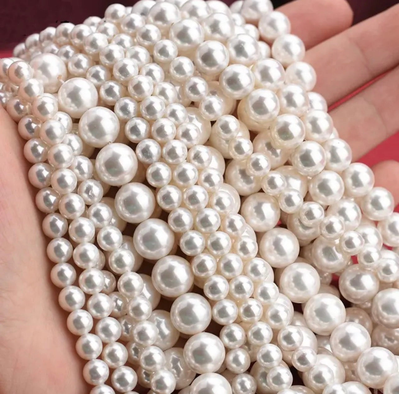 3mm/4mm/6mm/8mm/10mm Off White Shell Pearl Beads – Round Loose Spacer Beads for Jewelry Making, DIY Bracelets & Necklaces