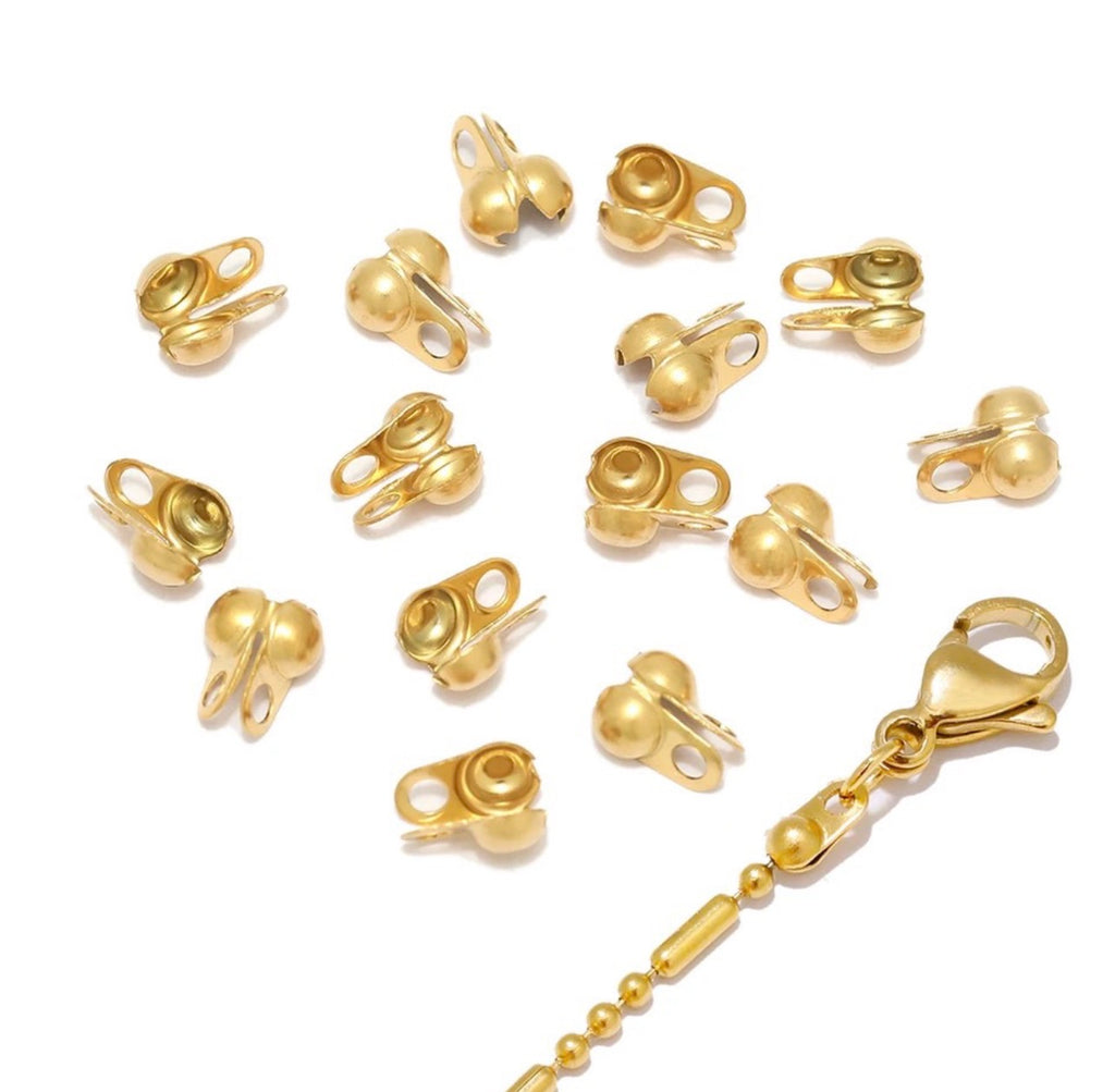 Gold calotte end crimps jewelry making findings