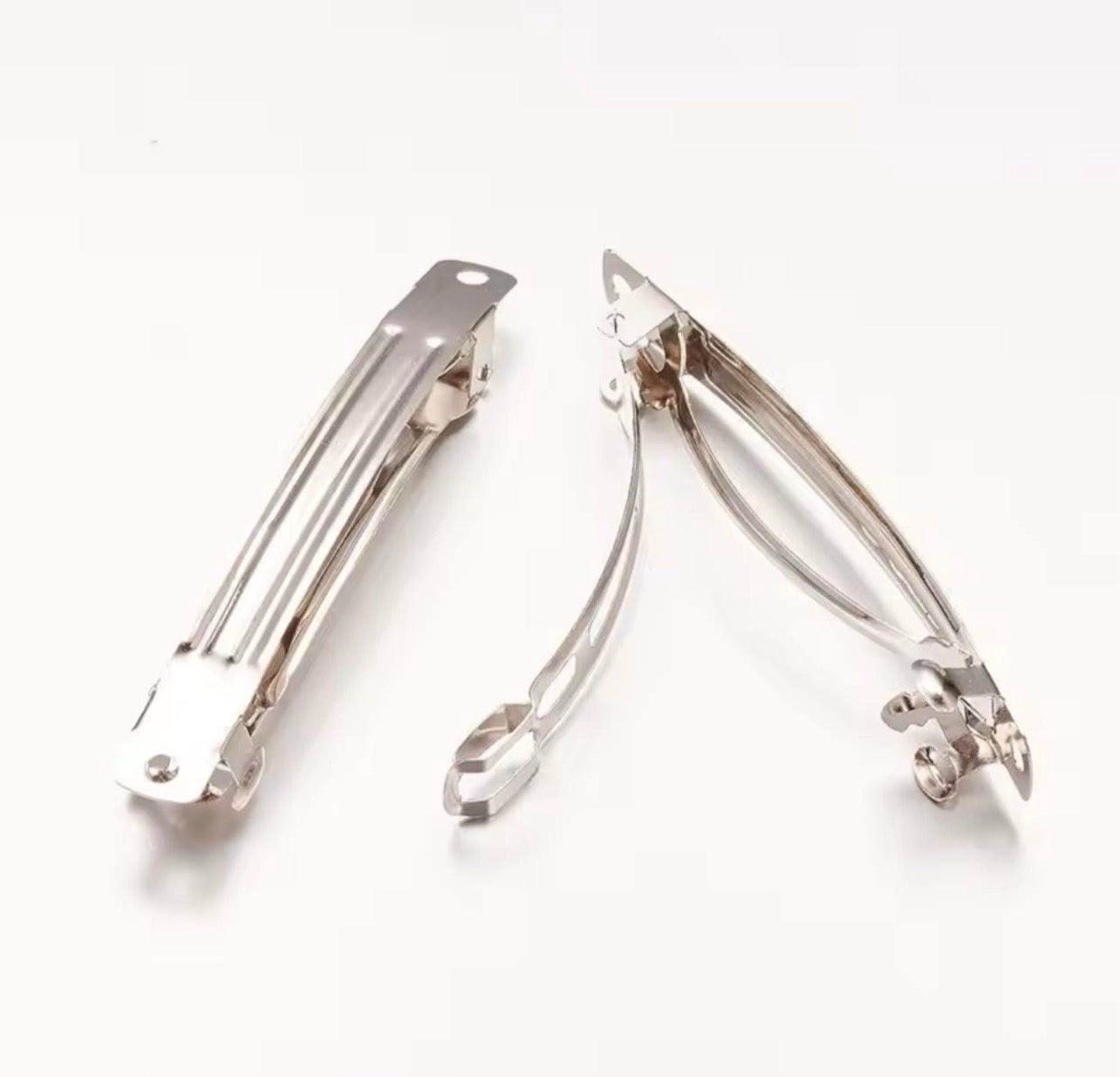 80mm & 55mm Metal French Barrettes – Rhodium Hair Clips for DIY Hair Bows & Jewelry Making