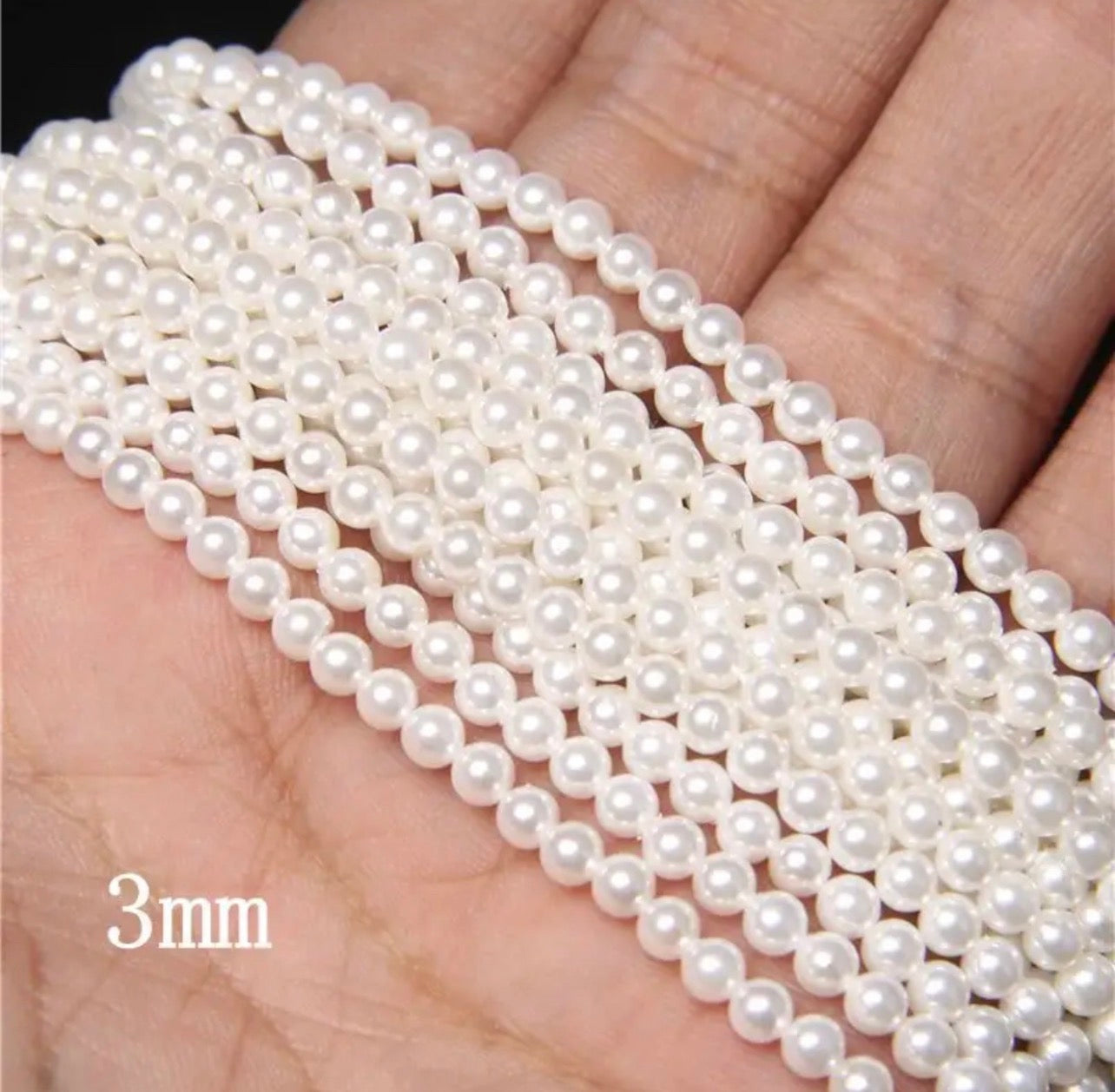3mm/4mm/6mm/8mm/10mm Off White Shell Pearl Beads – Round Loose Spacer Beads for Jewelry Making, DIY Bracelets & Necklaces