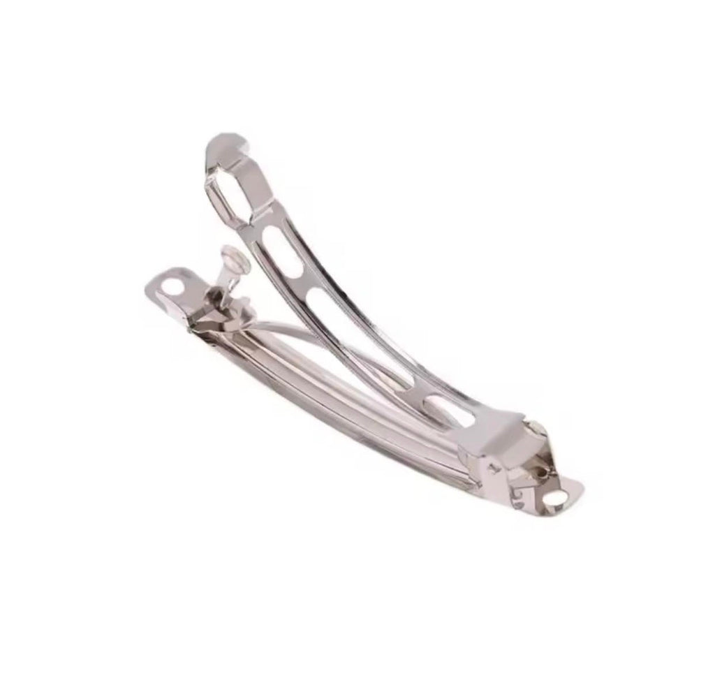 80mm & 55mm Metal French Barrettes – Rhodium Hair Clips for DIY Hair Bows & Jewelry Making
