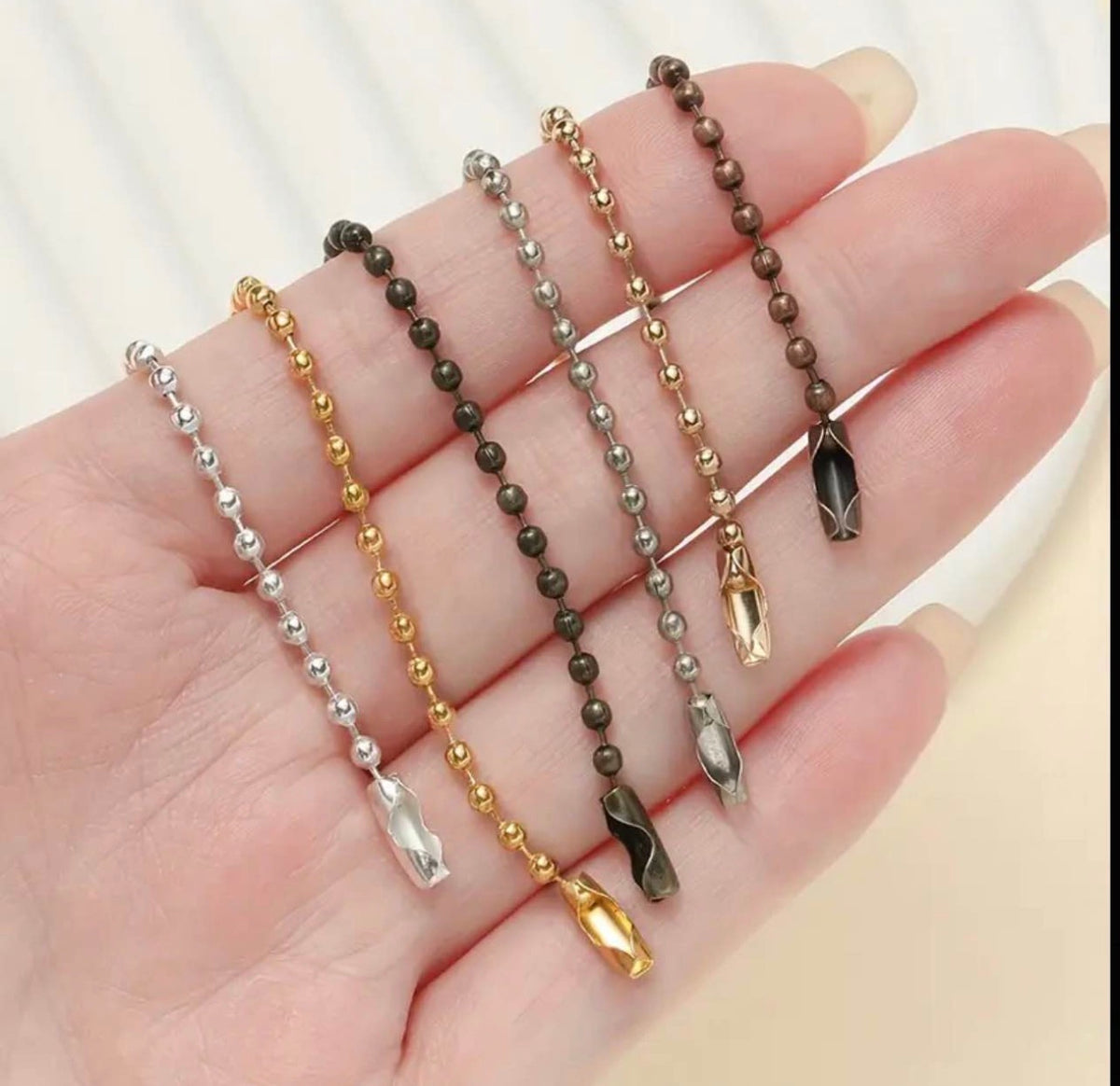     10cm and 15cm metal ball bead chain sizes