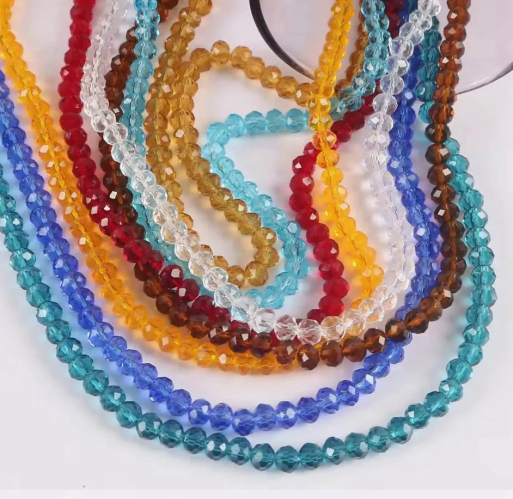 85+ Pcs 6mm Austria Faceted Crystal Rondelle Beads – Washable Glass Spacer Beads for Jewelry Making, Bracelets & DIY Crafts