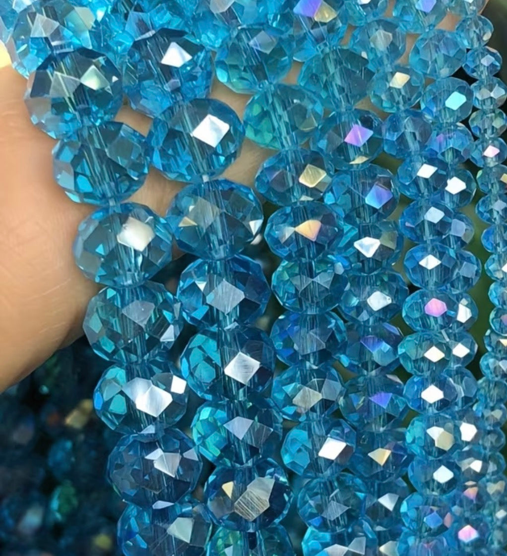 85+ Pcs 6mm Austria Faceted Crystal Rondelle Beads – Washable Glass Spacer Beads for Jewelry Making, Bracelets & DIY Crafts