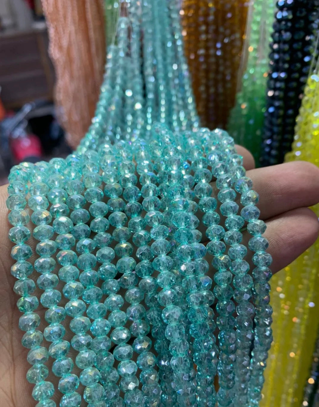 85+ Pcs 6mm Austria Faceted Crystal Rondelle Beads – Washable Glass Spacer Beads for Jewelry Making, Bracelets & DIY Crafts