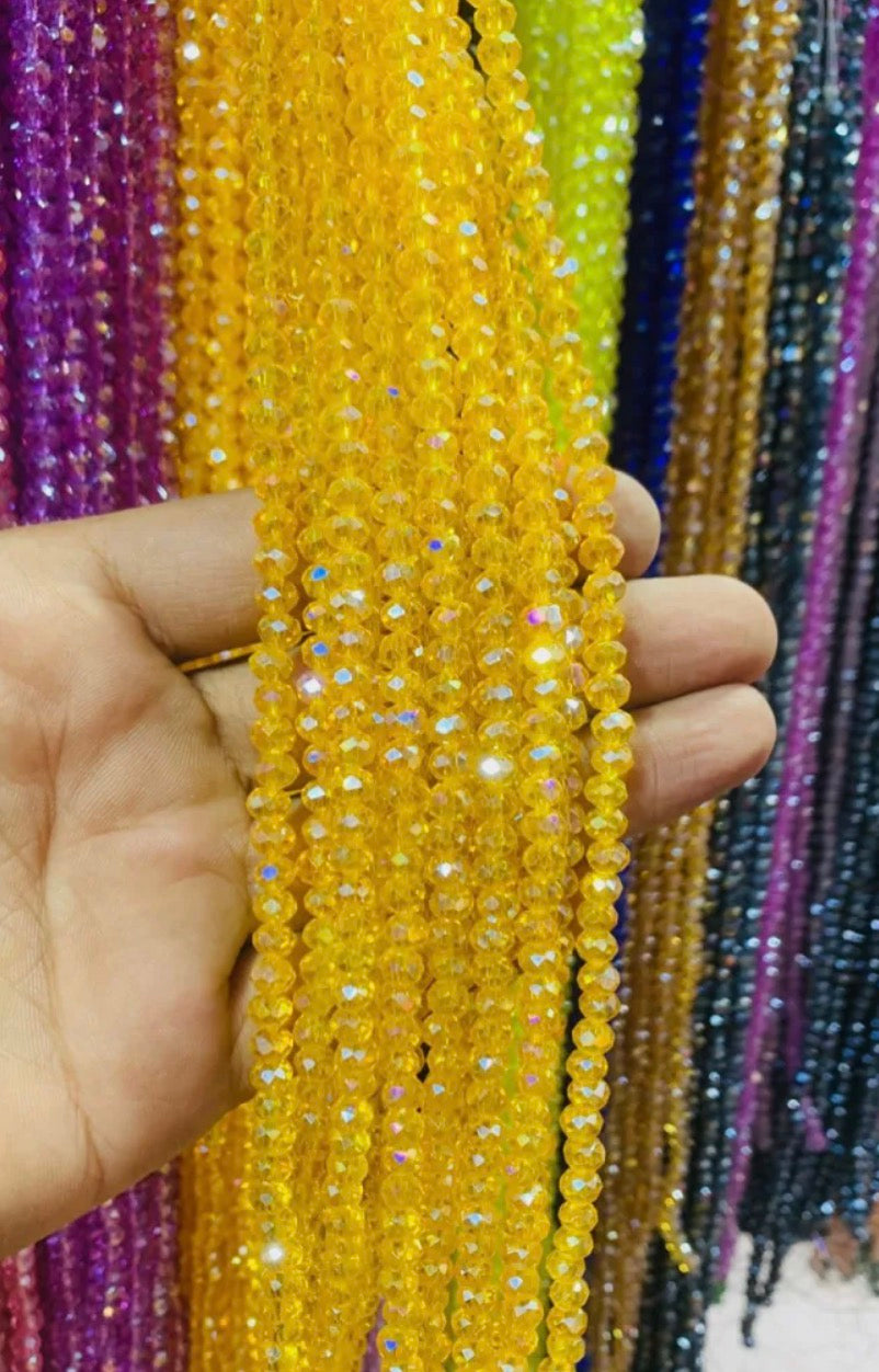 85+ Pcs 6mm Austria Faceted Crystal Rondelle Beads – Washable Glass Spacer Beads for Jewelry Making, Bracelets & DIY Crafts