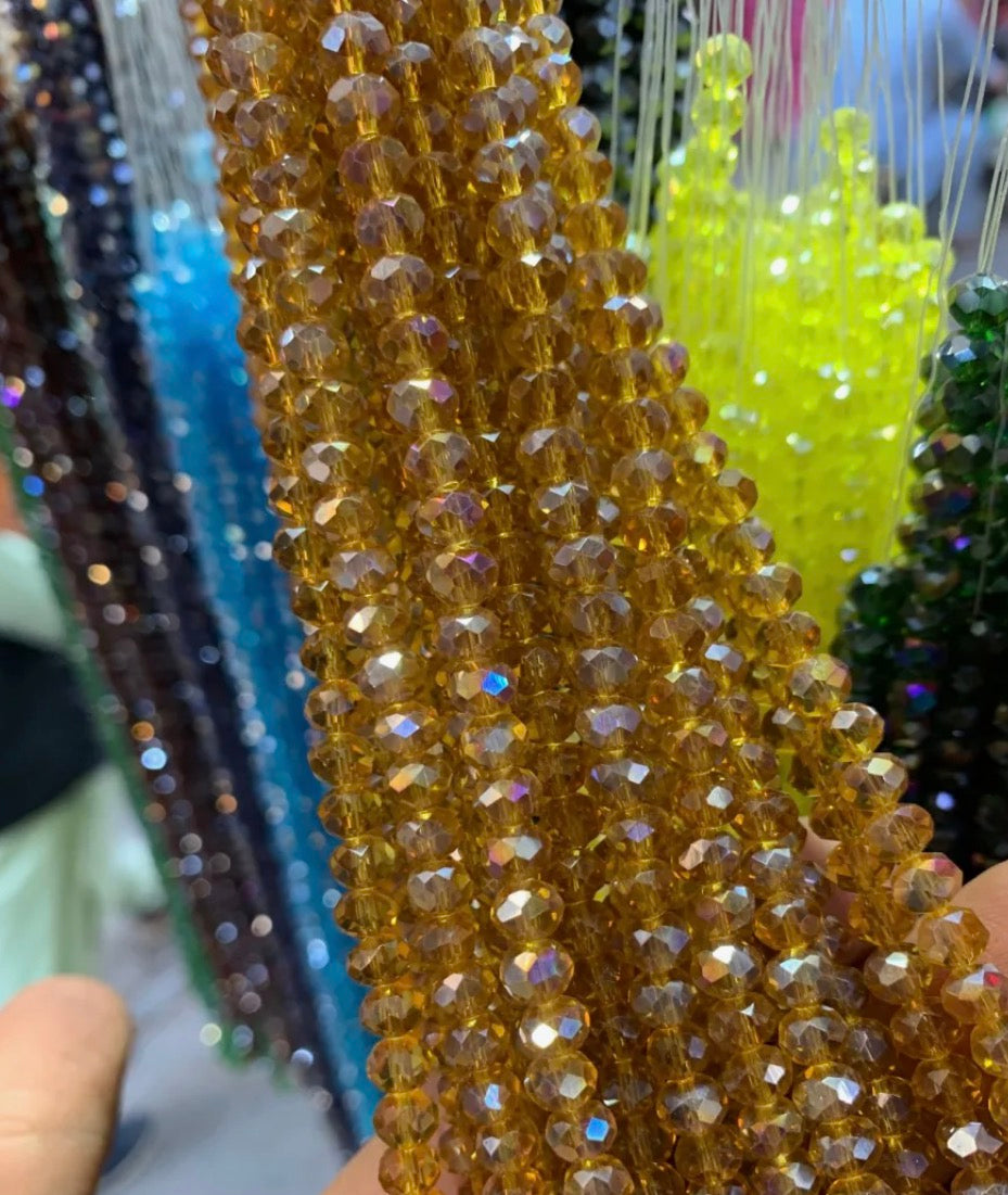 85+ Pcs 6mm Austria Faceted Crystal Rondelle Beads – Washable Glass Spacer Beads for Jewelry Making, Bracelets & DIY Crafts