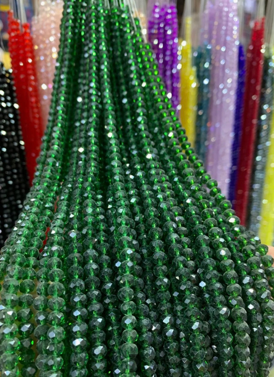 85+ Pcs 6mm Austria Faceted Crystal Rondelle Beads – Washable Glass Spacer Beads for Jewelry Making, Bracelets & DIY Crafts