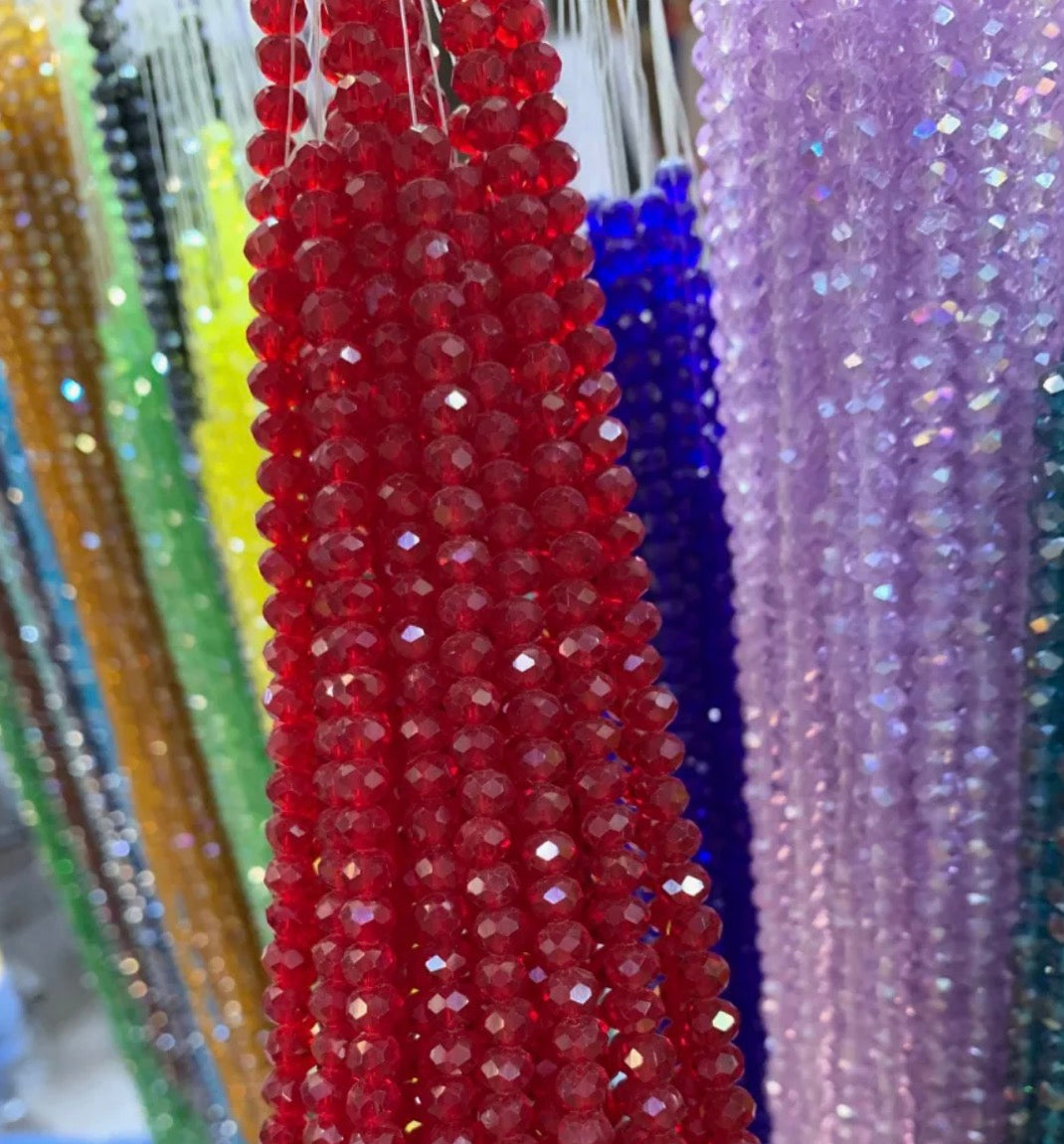 85+ Pcs 6mm Austria Faceted Crystal Rondelle Beads – Washable Glass Spacer Beads for Jewelry Making, Bracelets & DIY Crafts